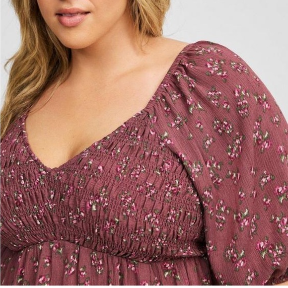 Babydoll Crinkle Gauze 3/4 Sleeve Top 4x - Picture 3 of 6